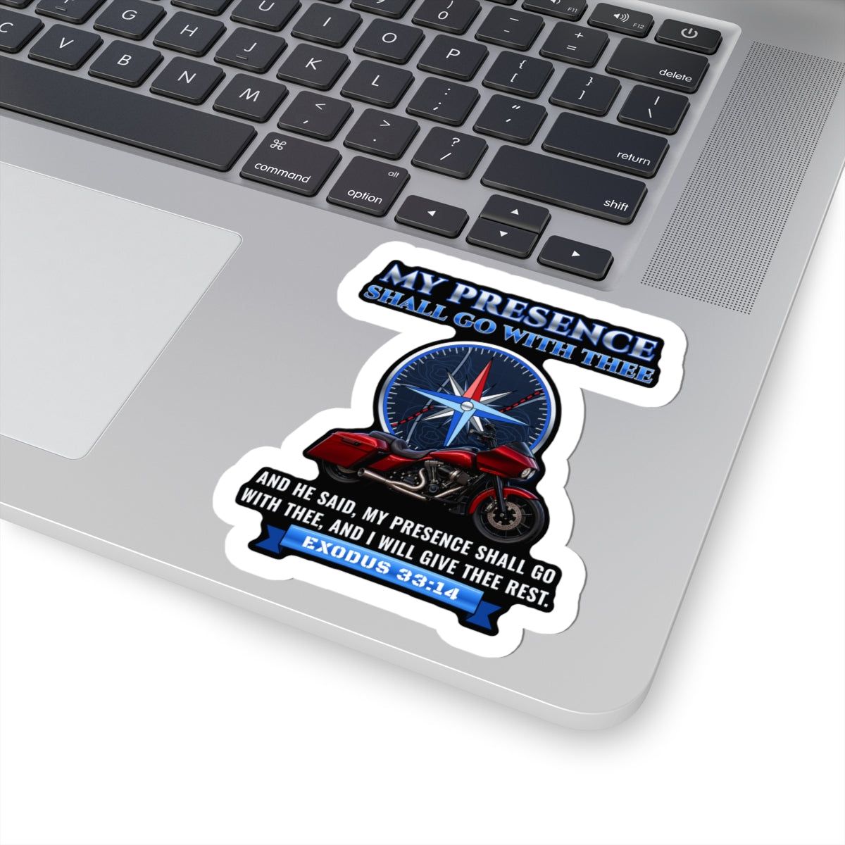 My Presence Shall Go With Thee, Exodus 33:14 Sticker | Ride Ready Cycles