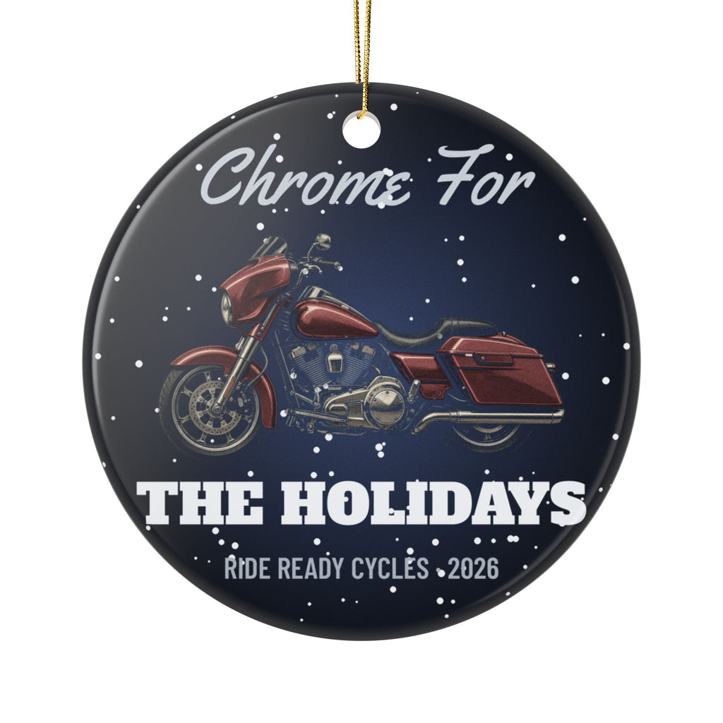 Chrome For The Holidays Ornament by Ride Ready Cycles