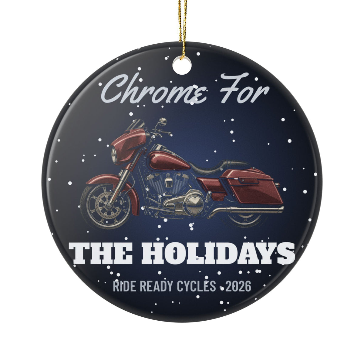Chrome For The Holidays Ornament by Ride Ready Cycles