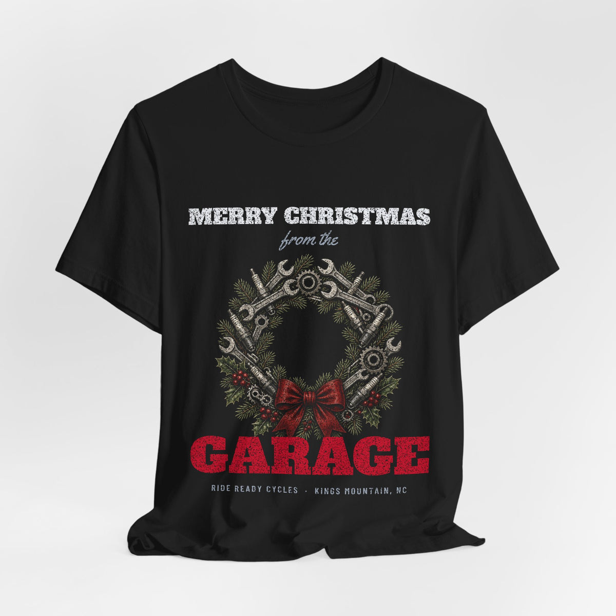 Merry Christmas from the Garage T-Shirt | Ride Ready Cycles