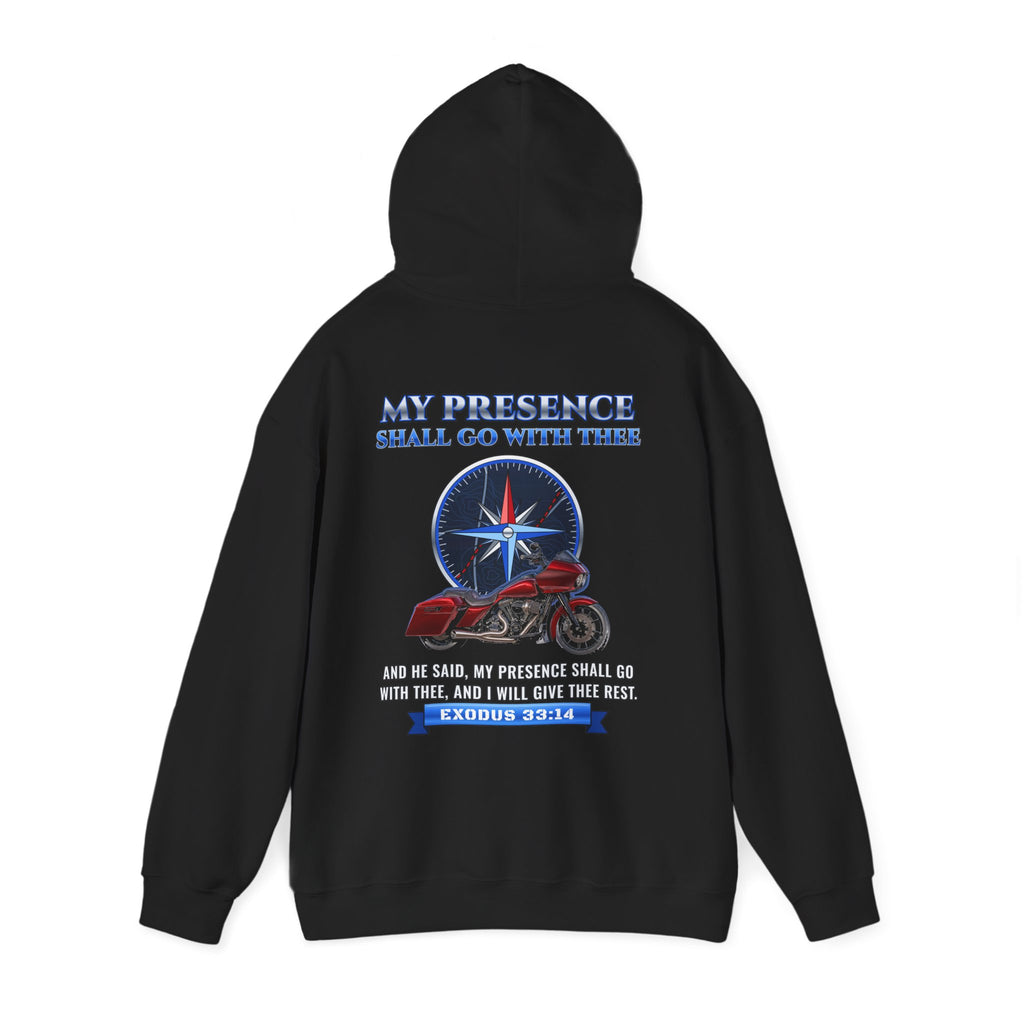 My Presence Shall Go With Thee, Exodus 33:14 Hoodie | Ride Ready Cycles