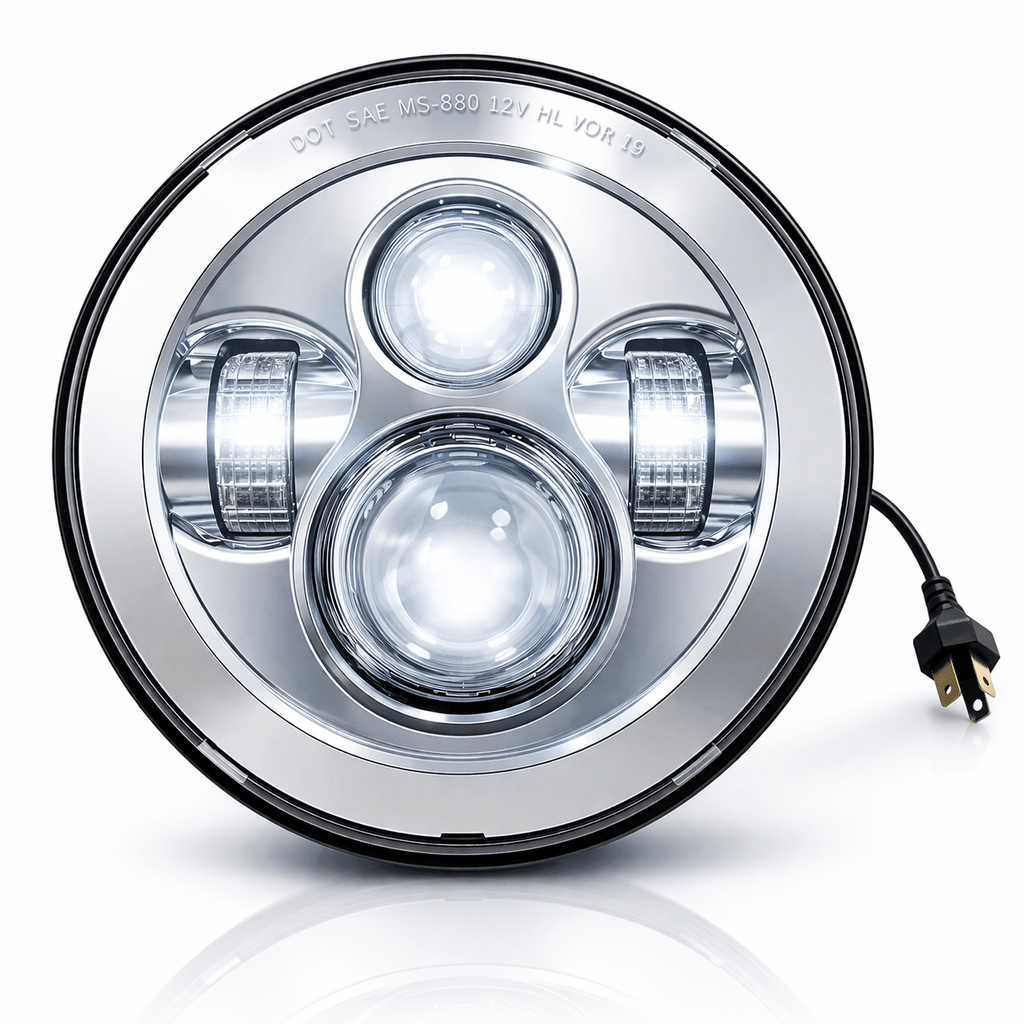 Eagle Lights 7 in LED Headlight Kit Chrome 8700C-RADIO