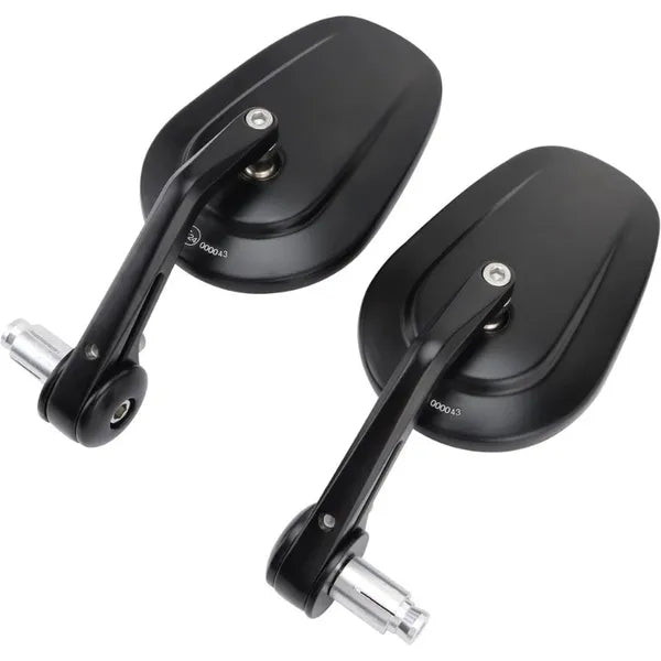Black CNC aluminum bar-end mirrors, pair