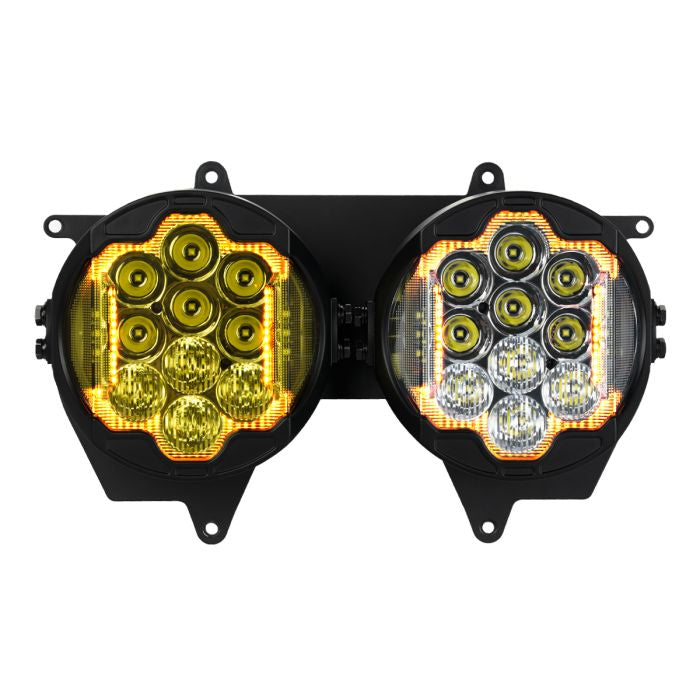 Dual unit, one amber and one white, black housing - HOGWORKZ Sabertooth Performance LED Headlight HW167010