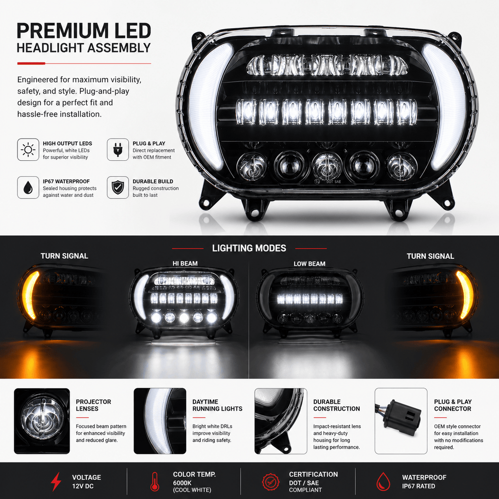 Eagle Lights Frame Fairing LED Headlight Black 9500B-15RG - view 2
