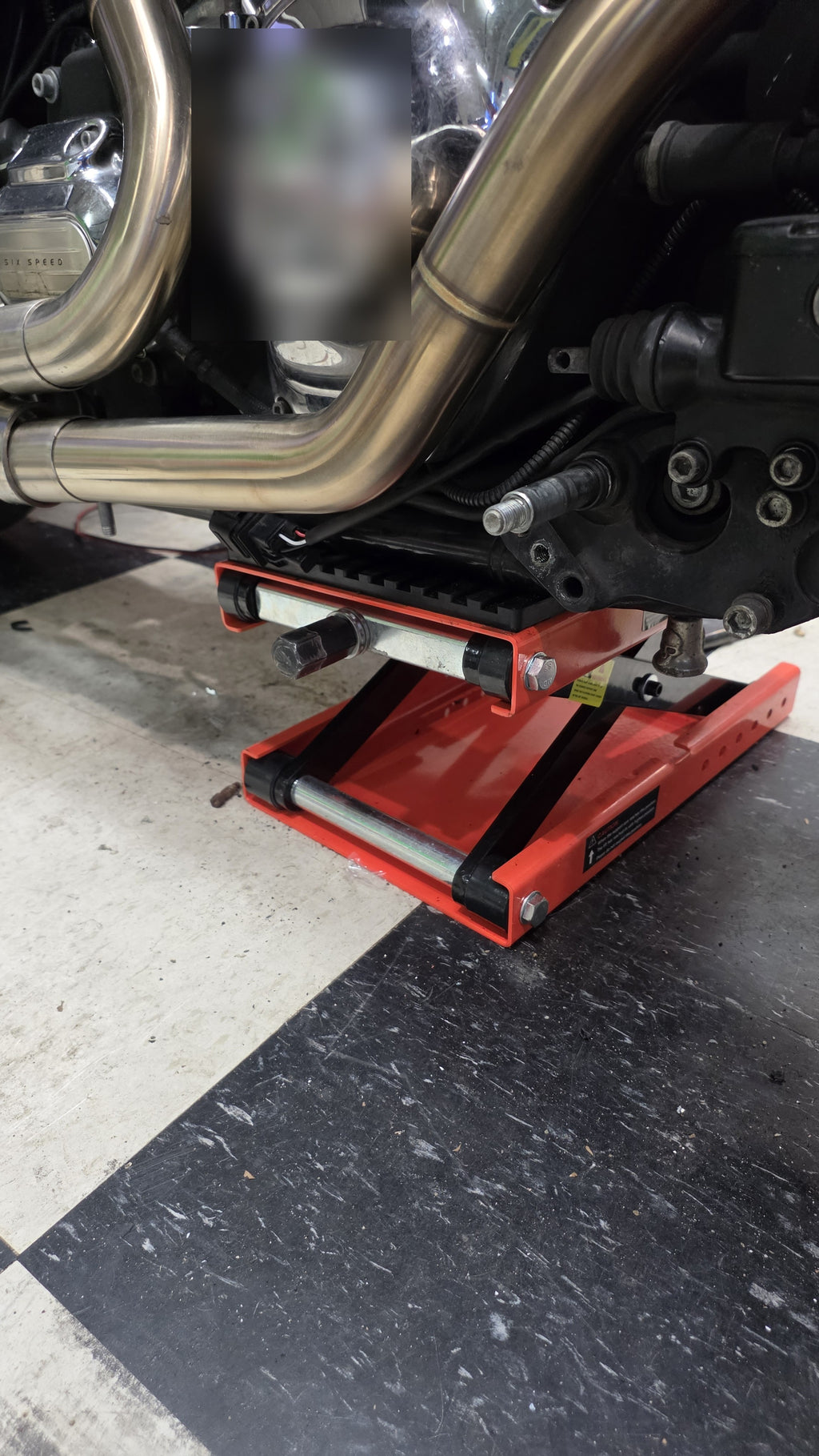 1100 lb Motorcycle Scissor Lift Jack, Wide Deck with Safety Pin, 3.7" to 13.8" Lift