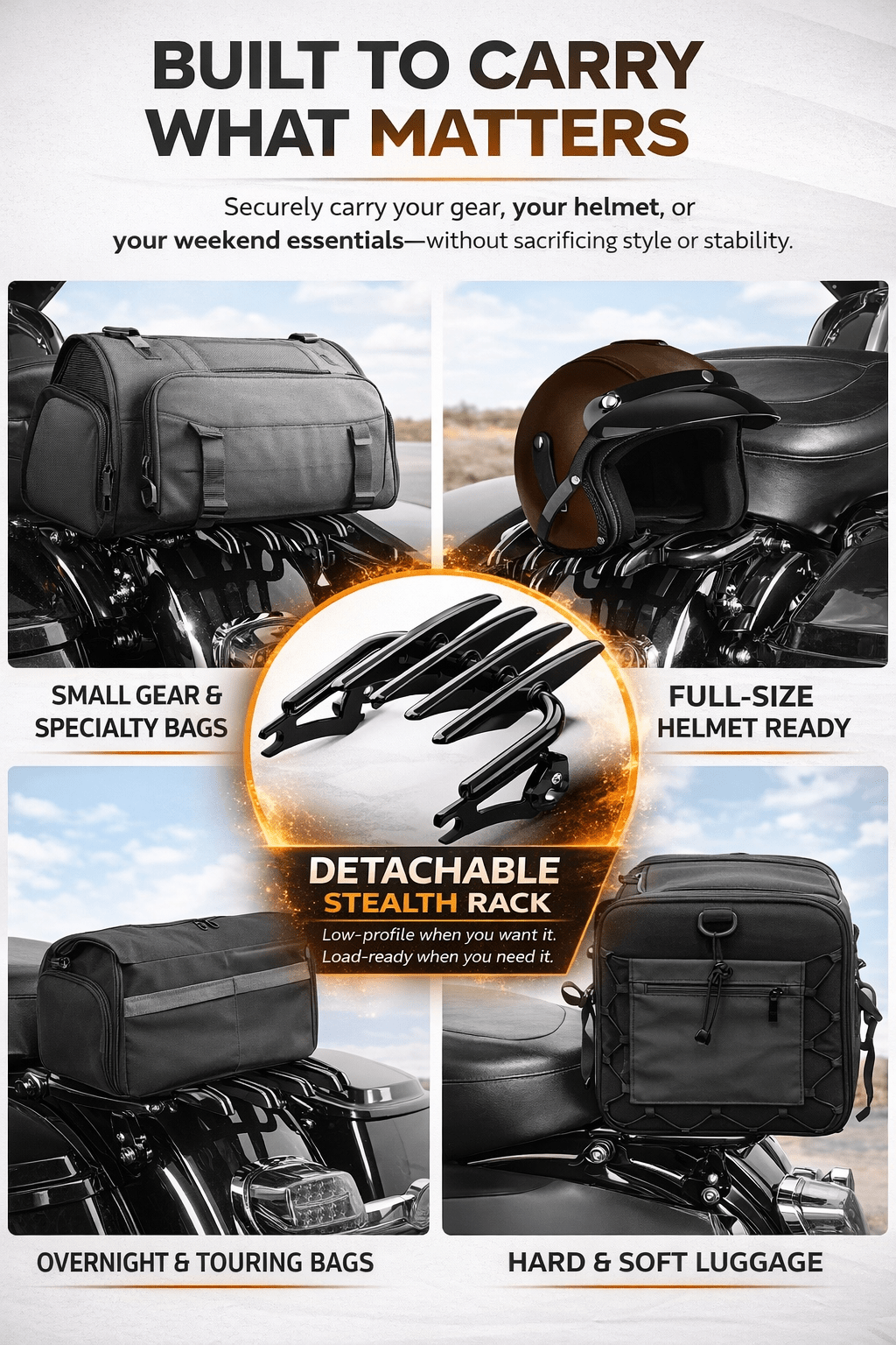 Eagle Lights Detachable Solo Luggage Rack Satin Black LR-3-B - view 4